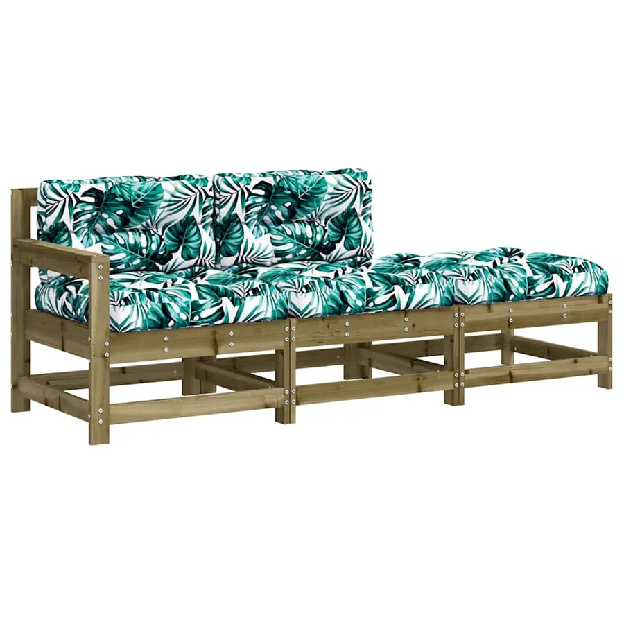 Salon de jardin 3 pcs avec coussins bois de pin imprégné - 2