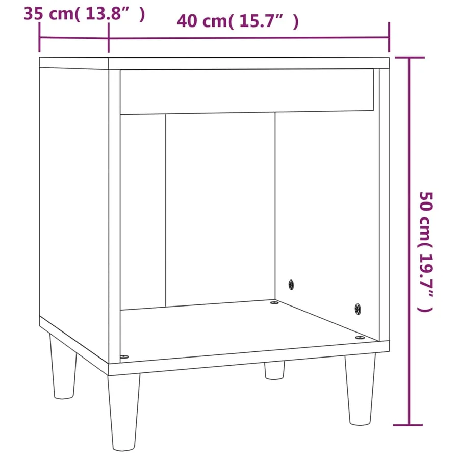 Table de chevet Chêne marron 40x35x50 cm - 8