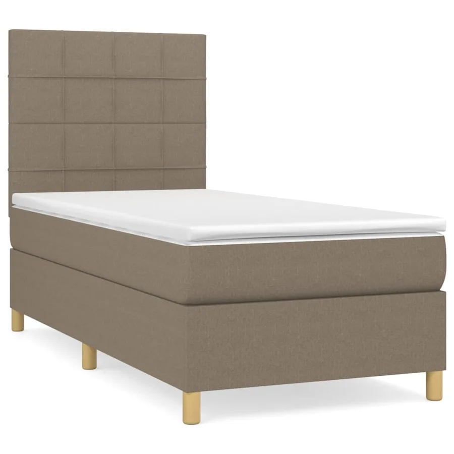 Sommier à lattes de lit avec matelas Taupe 100x200 cm Tissu - 2