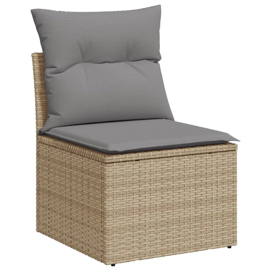 Salon de jardin avec coussins 8 pcs beige résine tressée - 5