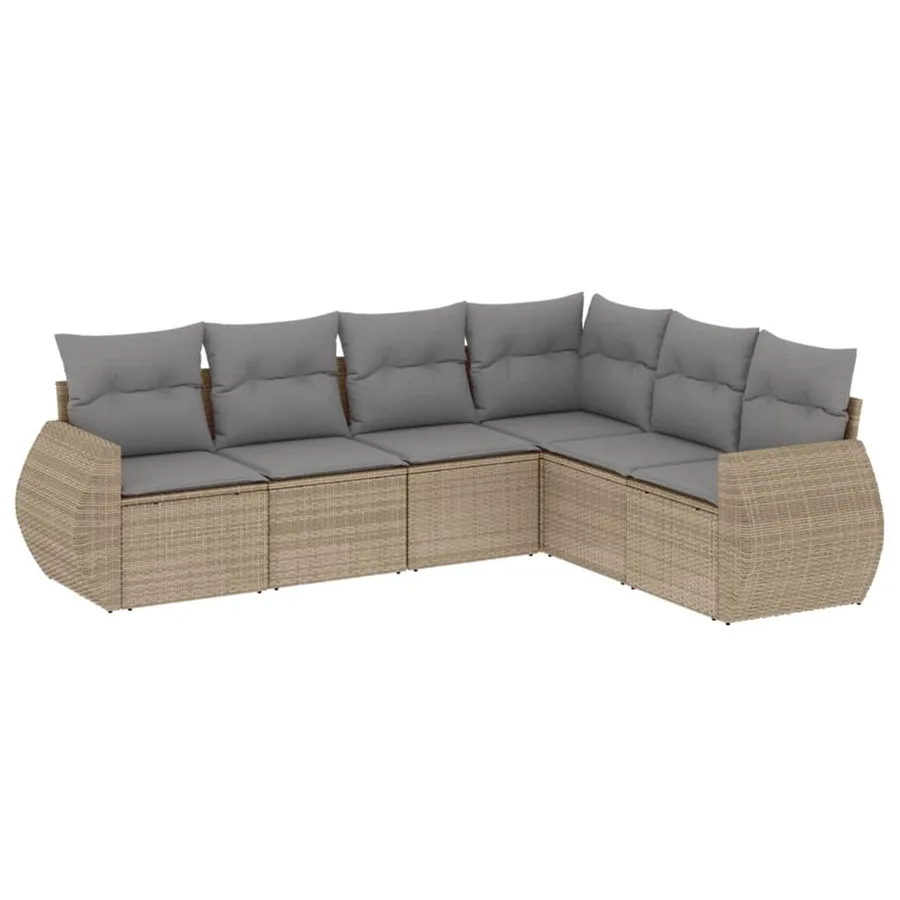 Salon de jardin avec coussins 6 pcs beige résine tressée - 2