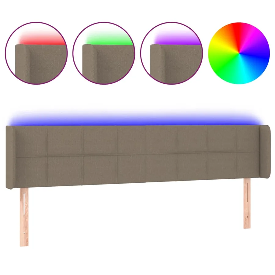 Tête de lit à LED Taupe 183x16x78/88 cm Tissu - 2