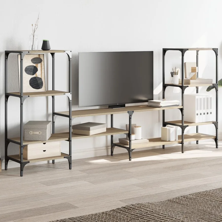 Meuble TV chêne sonoma 206,5x28,5x95 cm bois d'ingénierie - 3