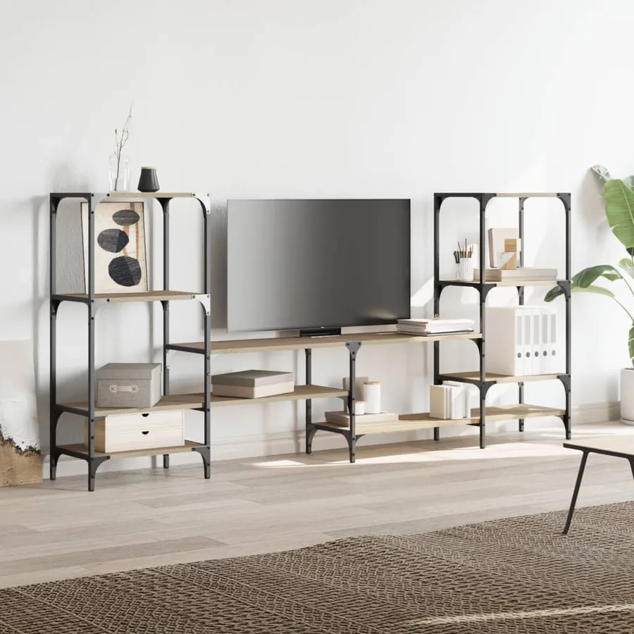 Meuble TV chêne sonoma 206,5x28,5x95 cm bois d'ingénierie - 4