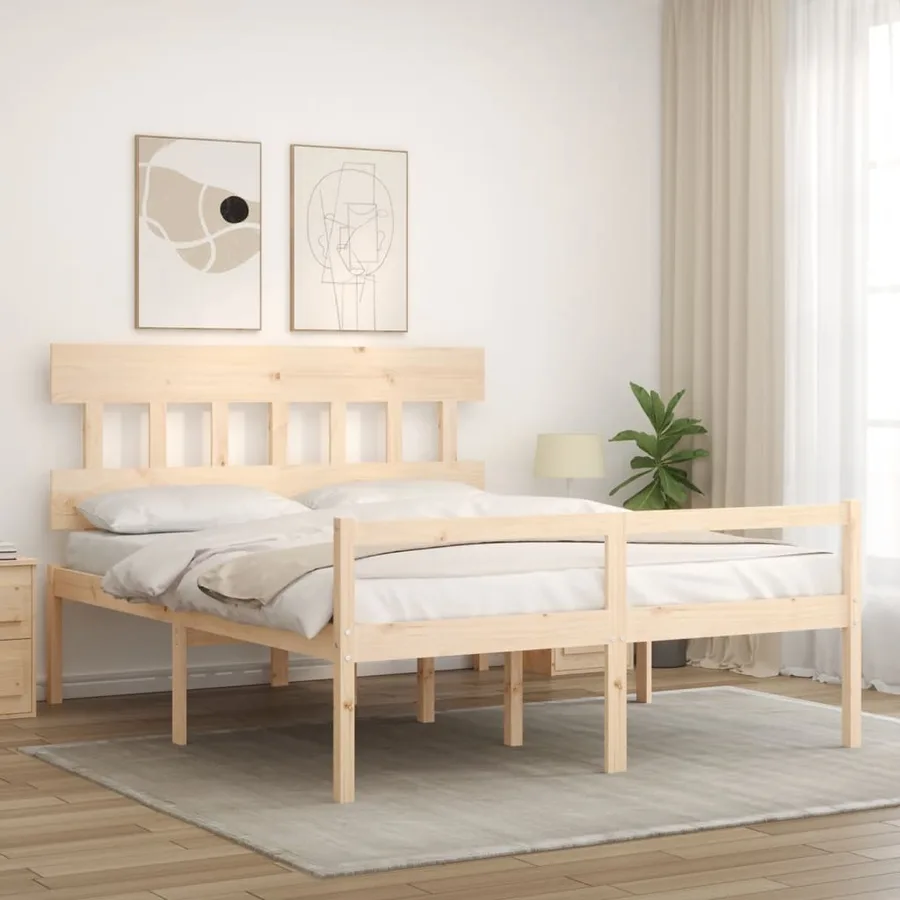 Lit pour personne âgée sans matelas 160x200 cm bois massif - 3