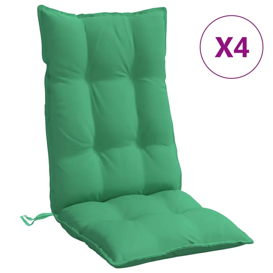 Coussins de chaise à dossier haut lot de 4 vert tissu oxford - 2
