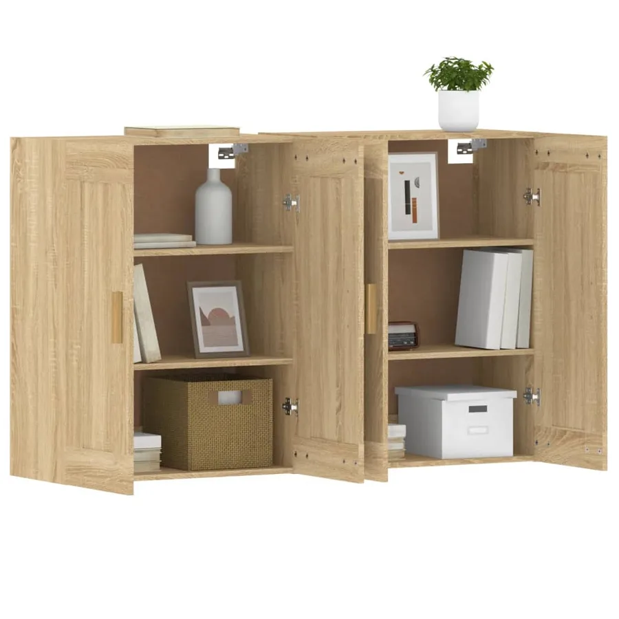 Armoires murales 2 pcs chêne sonoma bois d'ingénierie - 4