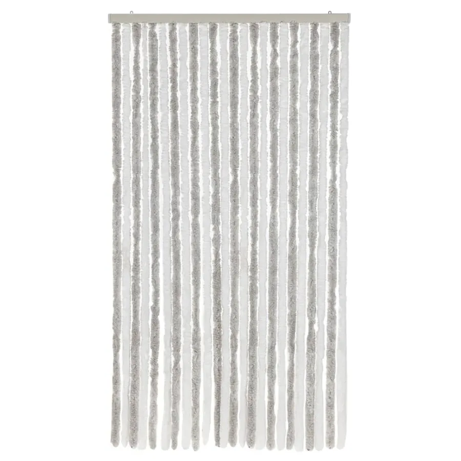 Rideau anti-mouches gris clair et blanc 100x220 cm chenille - 3