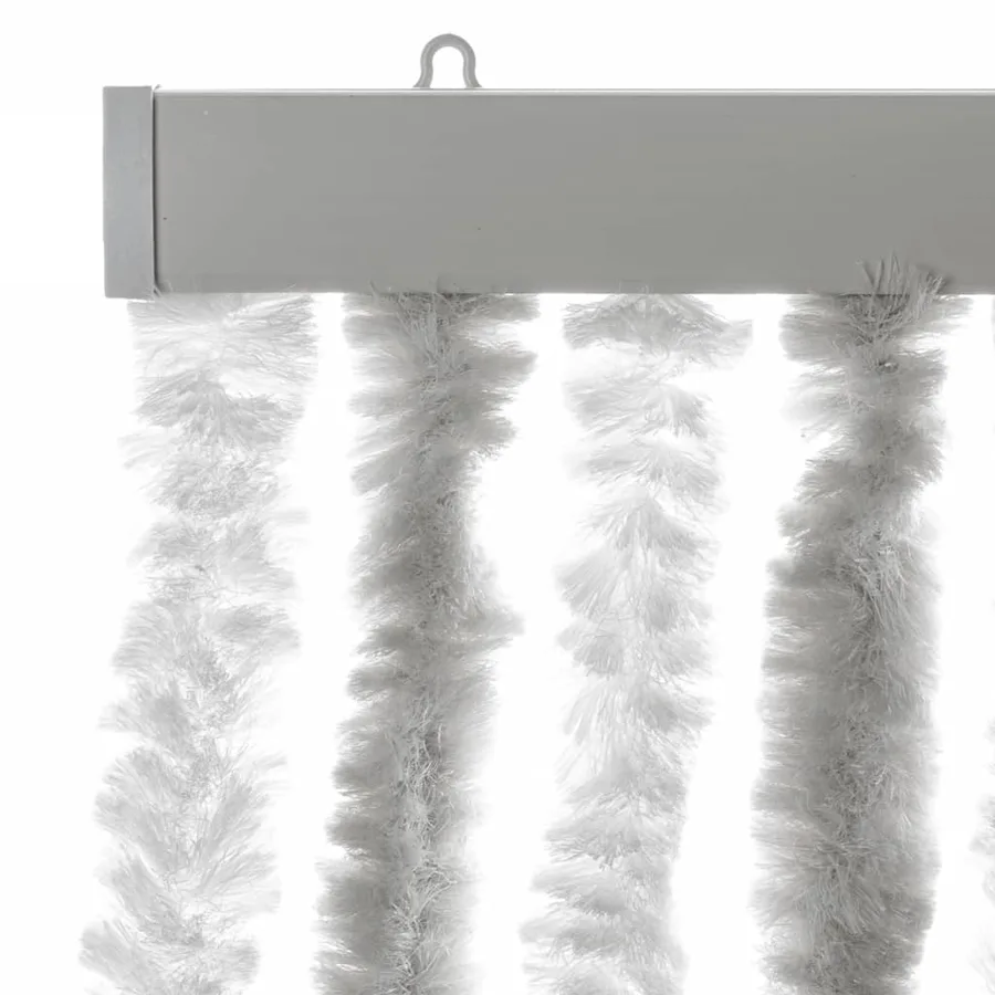 Rideau anti-mouches gris clair et blanc 100x220 cm chenille - 4