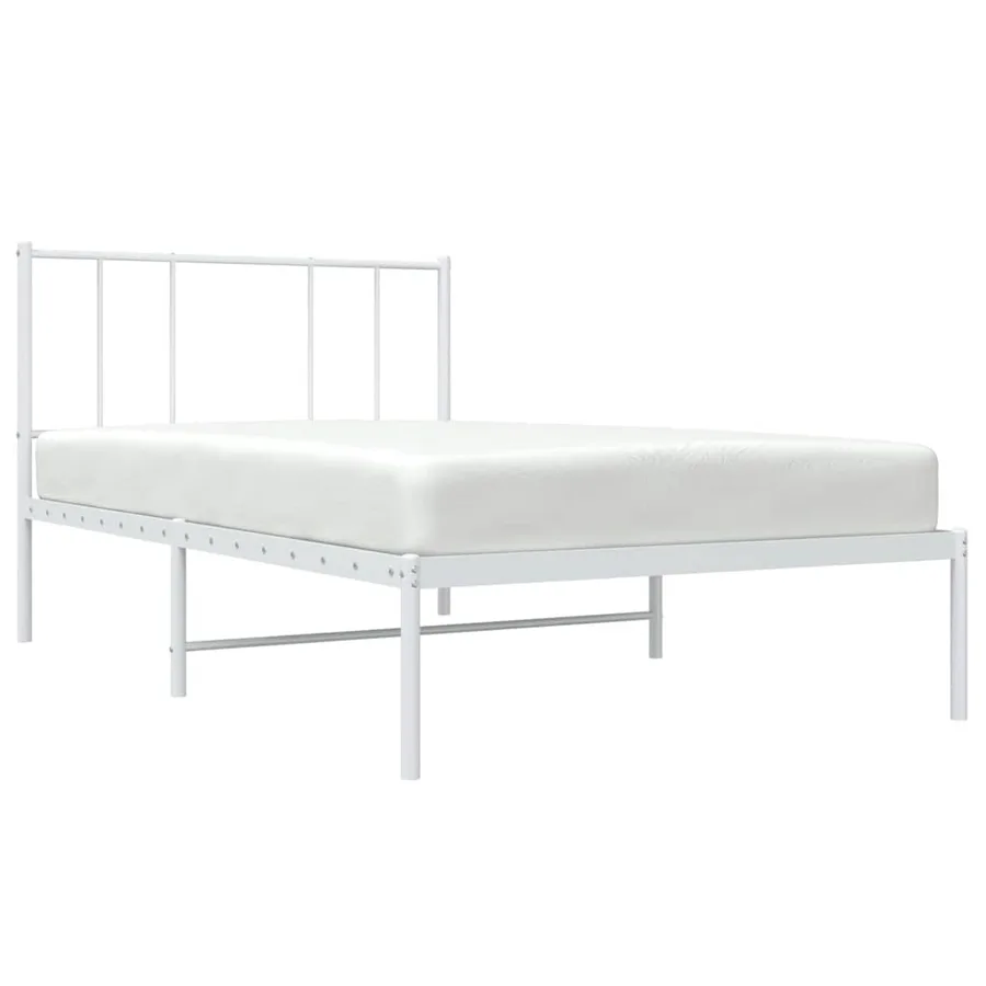 Cadre de lit métal sans matelas et tête de lit blanc 107x203 cm - 5