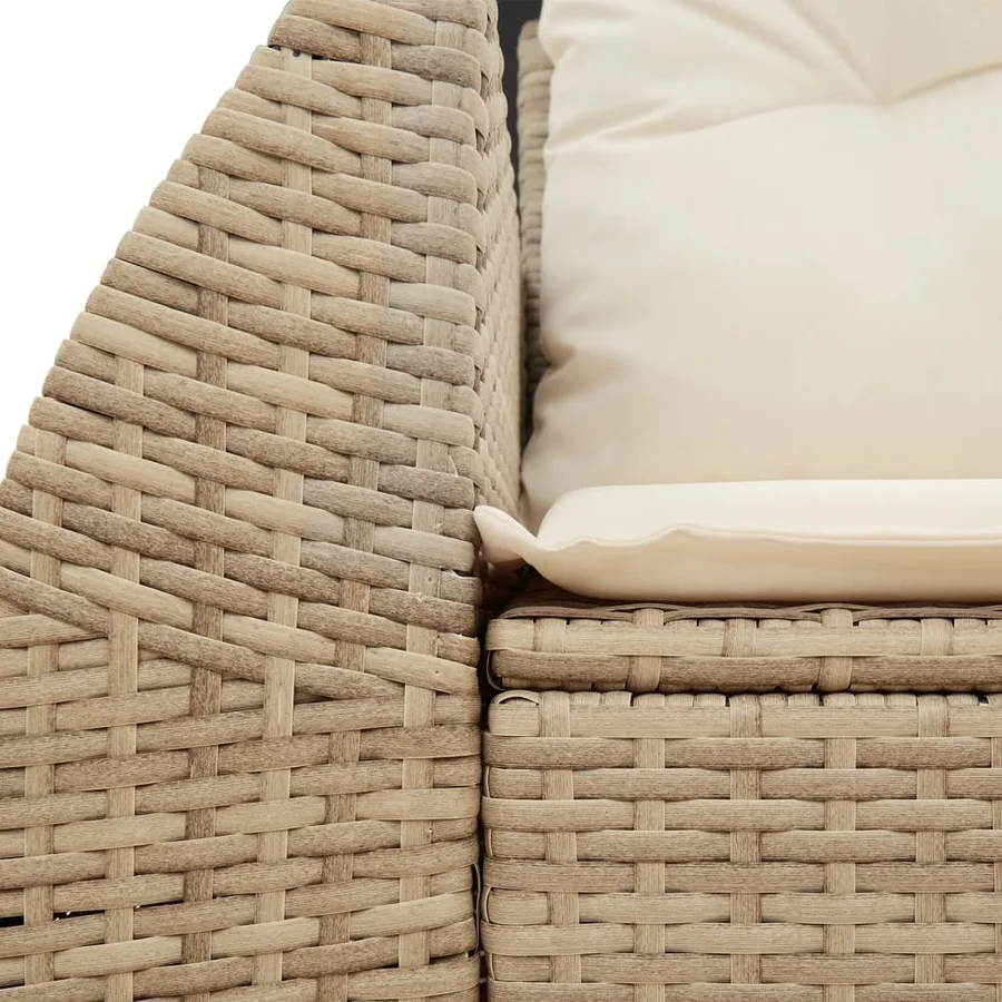 Canapé de jardin avec coussins 2 places beige résine tressée - 7