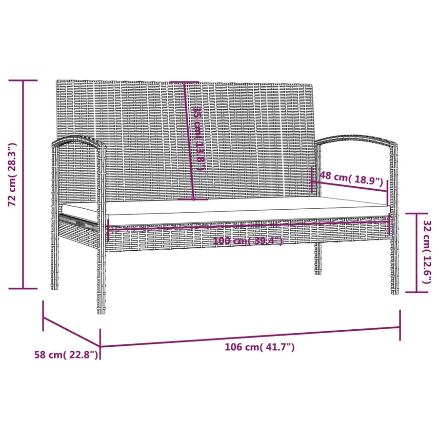 Salon de jardin 8 pcs avec coussins résine tressée gris - 11