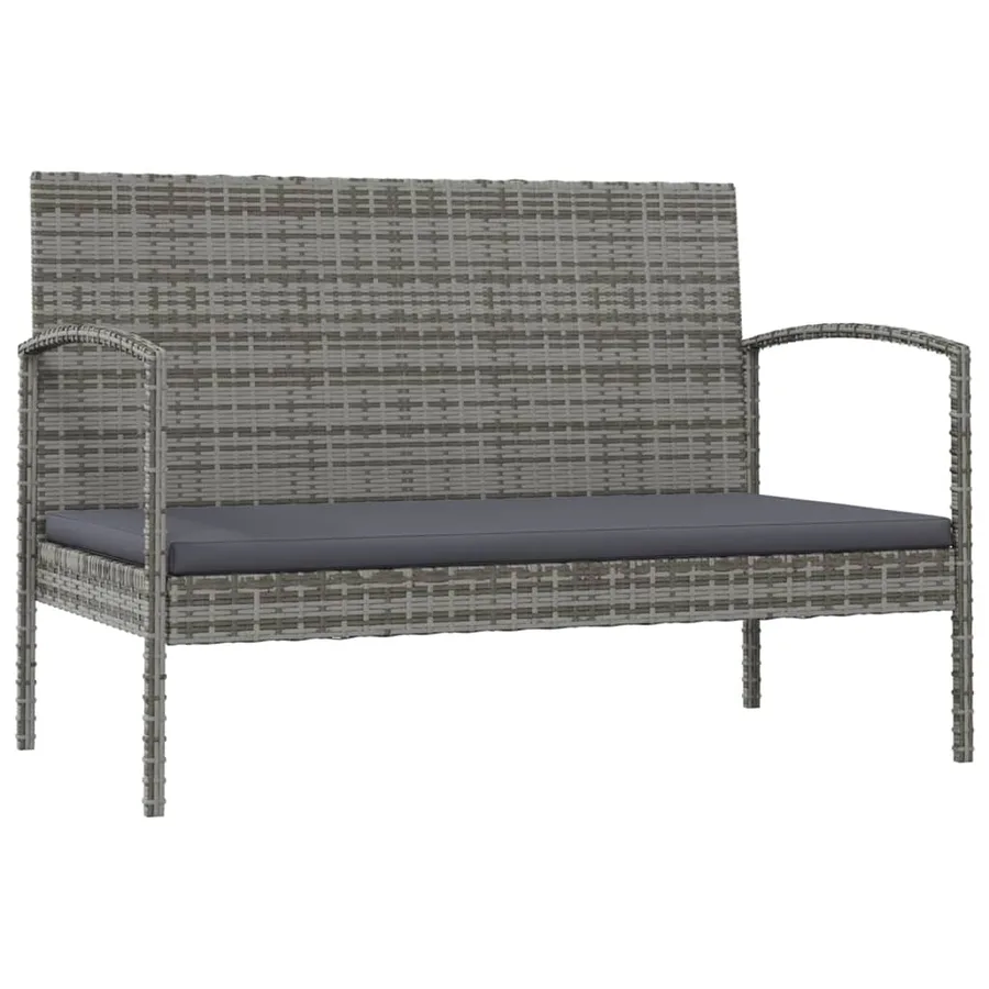 Salon de jardin 8 pcs avec coussins résine tressée gris - 3
