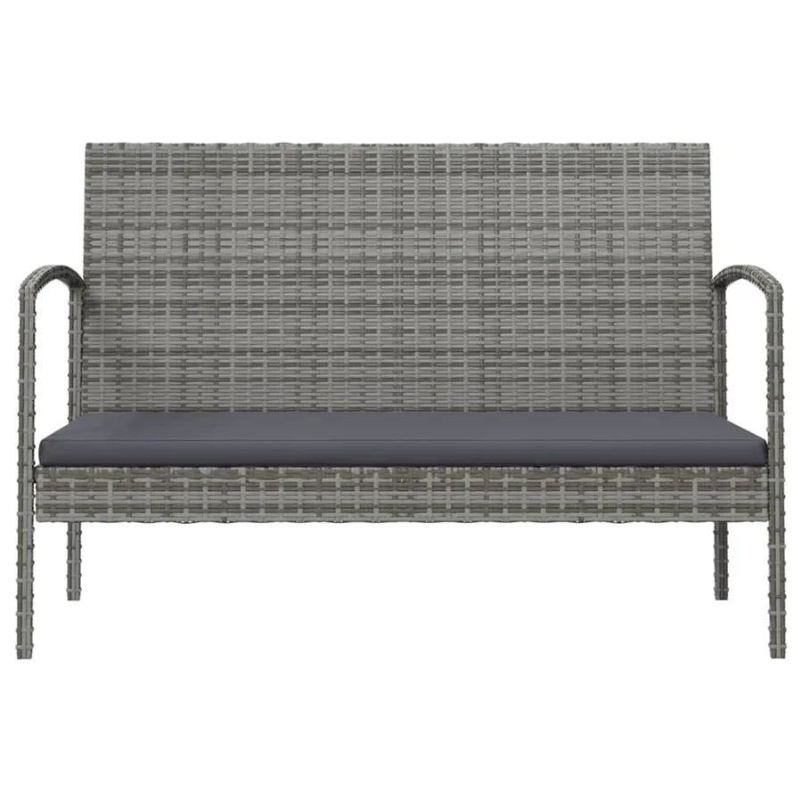 Salon de jardin 8 pcs avec coussins résine tressée gris - 4