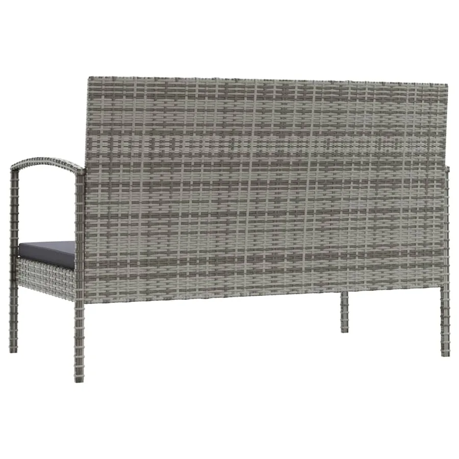 Salon de jardin 8 pcs avec coussins résine tressée gris - 5