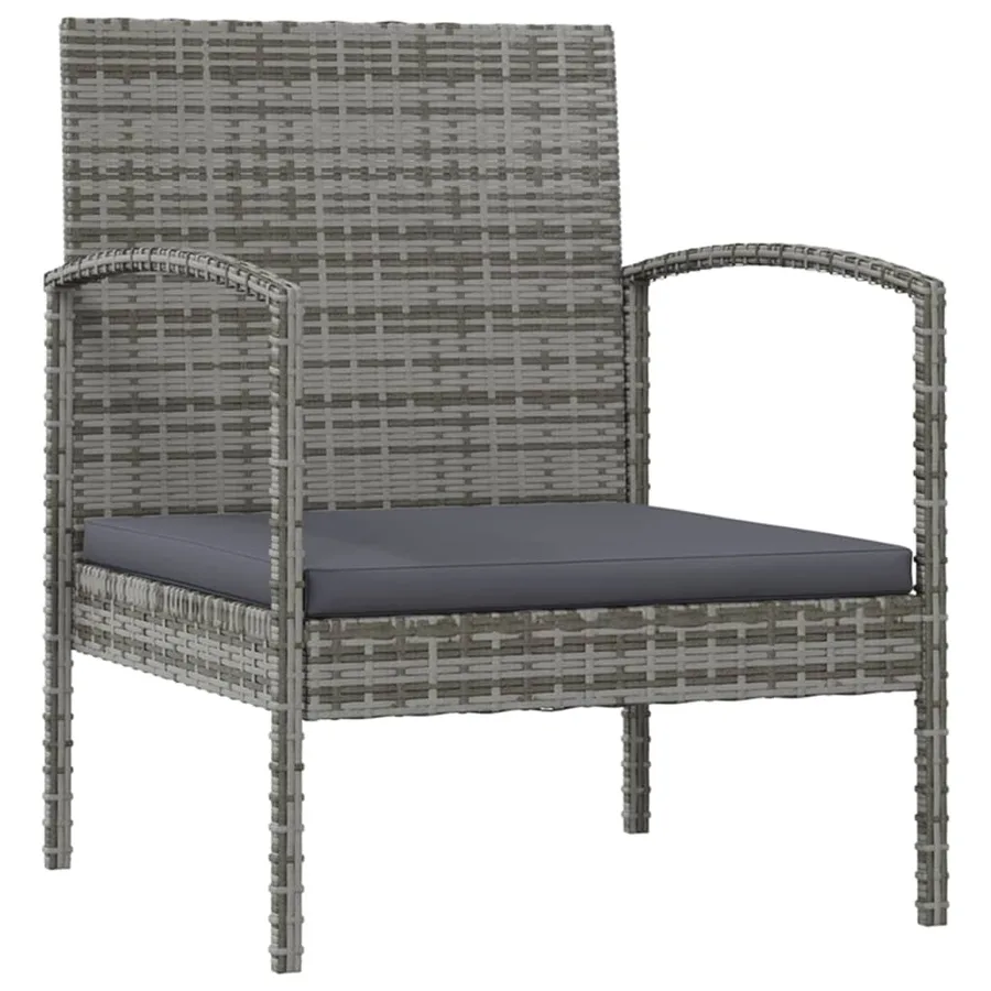 Salon de jardin 8 pcs avec coussins résine tressée gris - 6