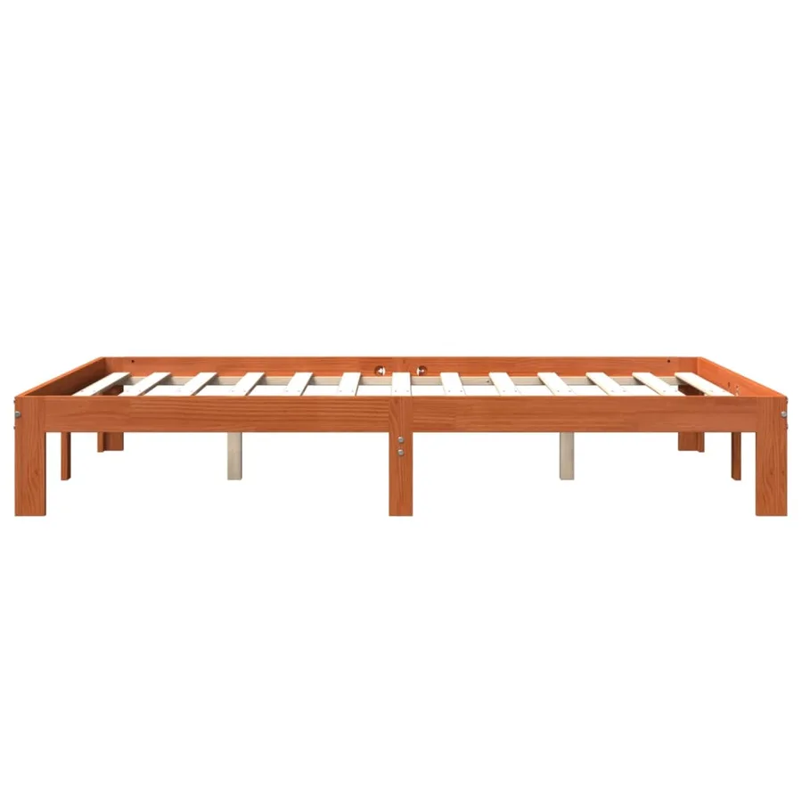 Cadre de lit sans matelas cire marron 135x190cm bois pin massif - 5