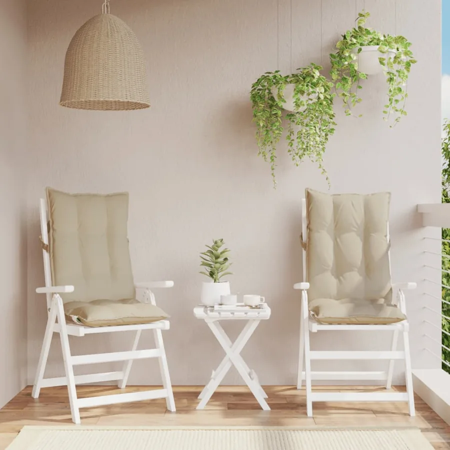Coussins de chaise à dossier haut lot de 2 beige tissu oxford