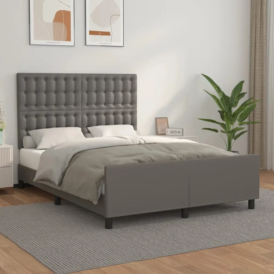 Cadre de lit sans matelas gris 140x190 cm similicuir
