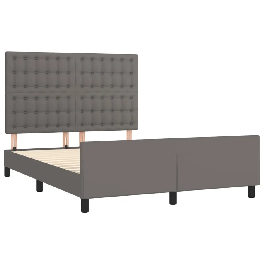Cadre de lit sans matelas gris 140x190 cm similicuir - 4
