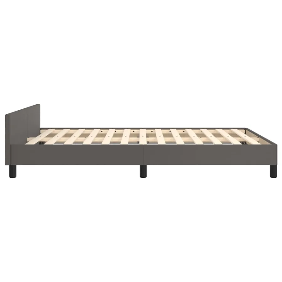 Cadre de lit sans matelas gris 140x190 cm similicuir - 7