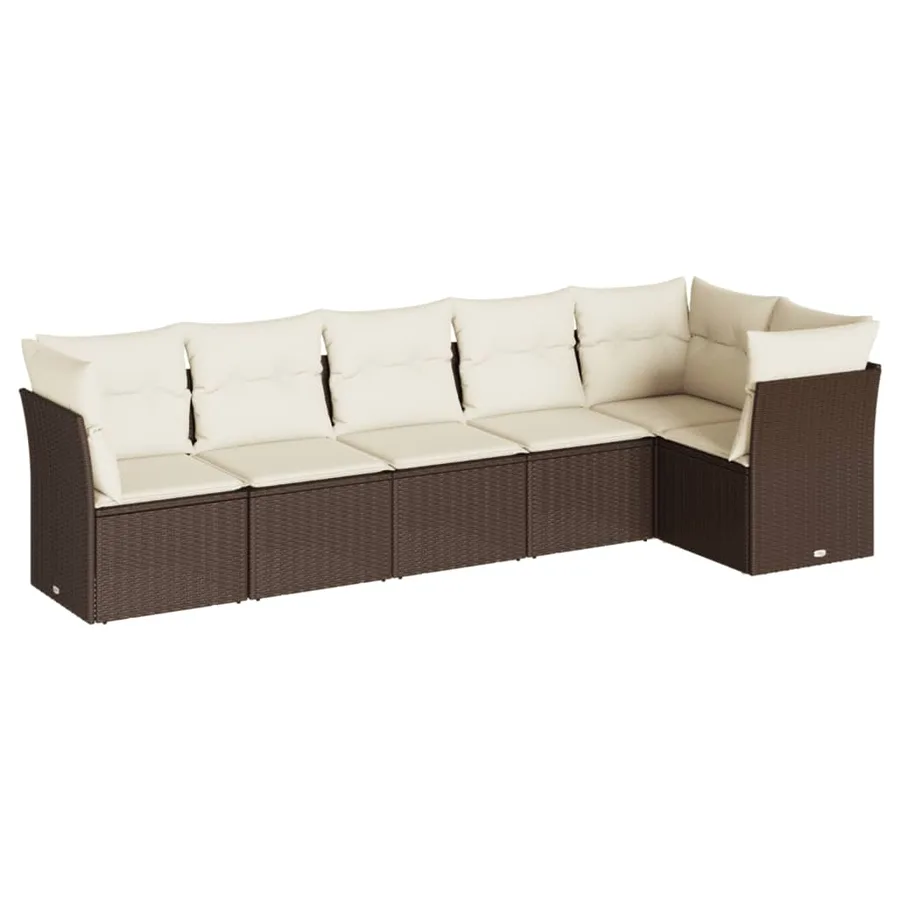 Salon de jardin avec coussins 6 pcs marron résine tressée - 2
