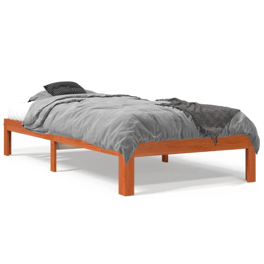 Cadre de lit sans matelas cire marron 90x190 cm bois pin massif - 2