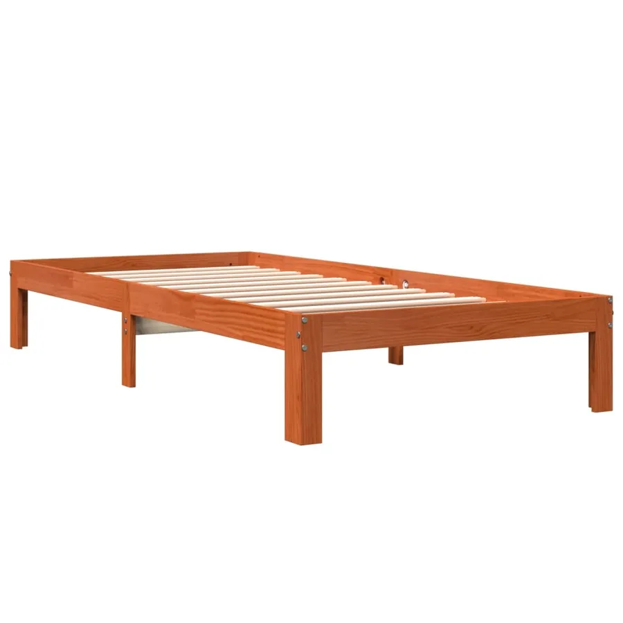 Cadre de lit sans matelas cire marron 90x190 cm bois pin massif - 3