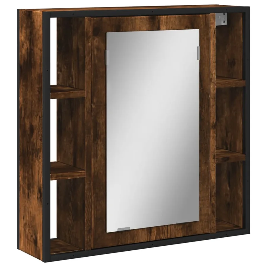 Armoire à miroir de salle de bain chêne fumé bois d’ingénierie - 2