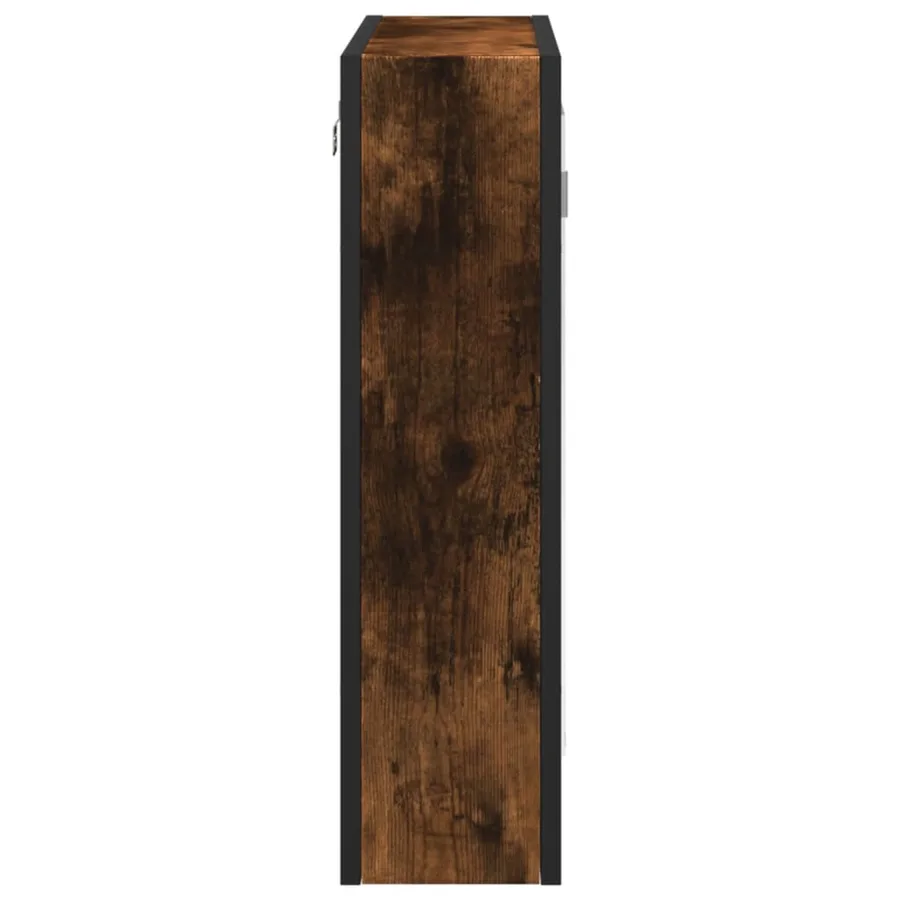 Armoire à miroir de salle de bain chêne fumé bois d’ingénierie - 7