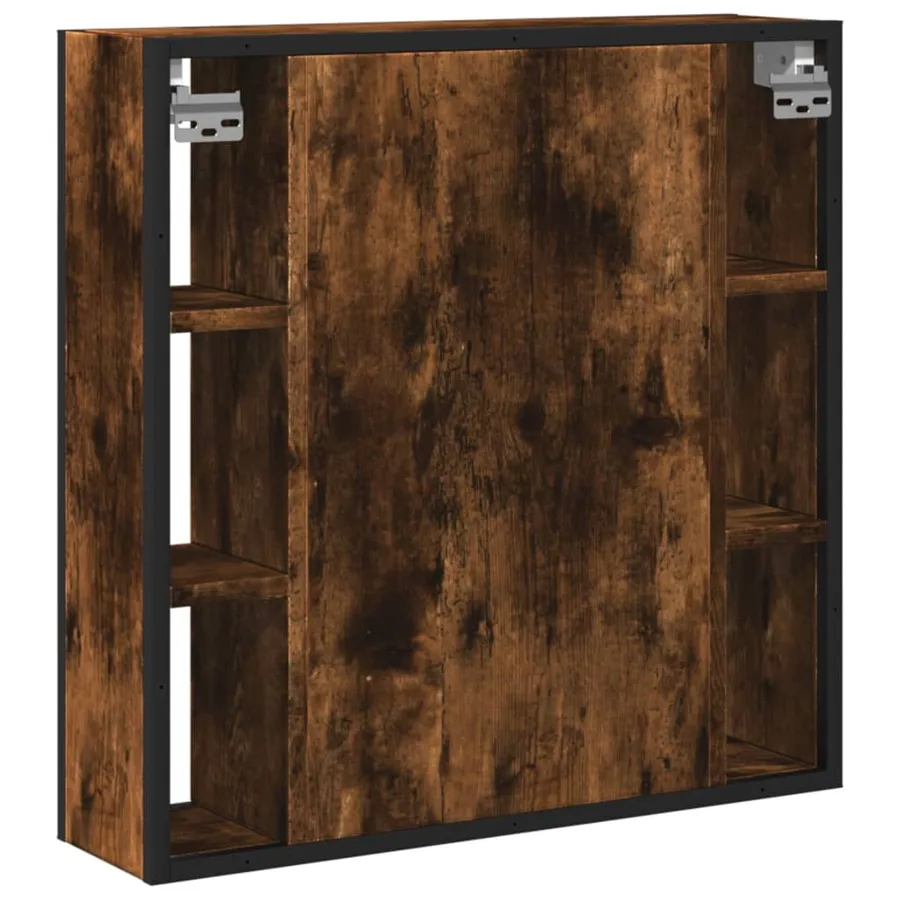 Armoire à miroir de salle de bain chêne fumé bois d’ingénierie - 8