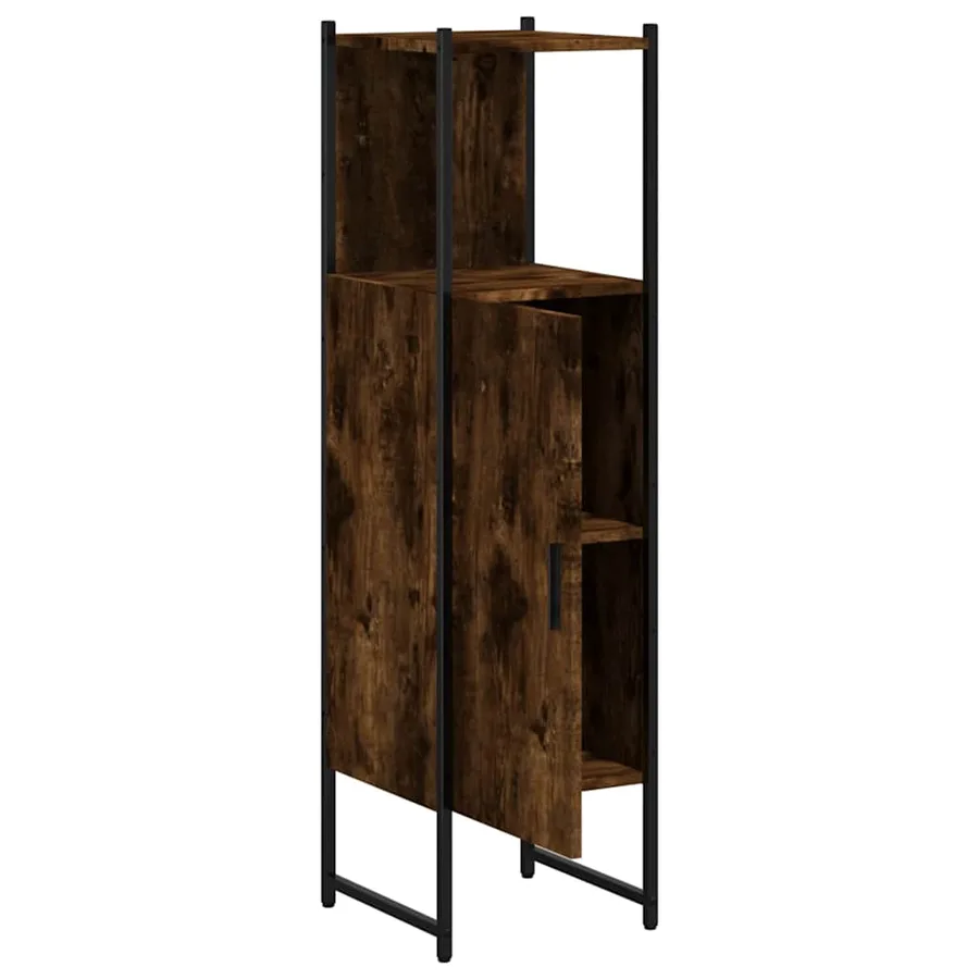 Armoire de salle de bain chêne fumé 33x33x120,5 cm - 6