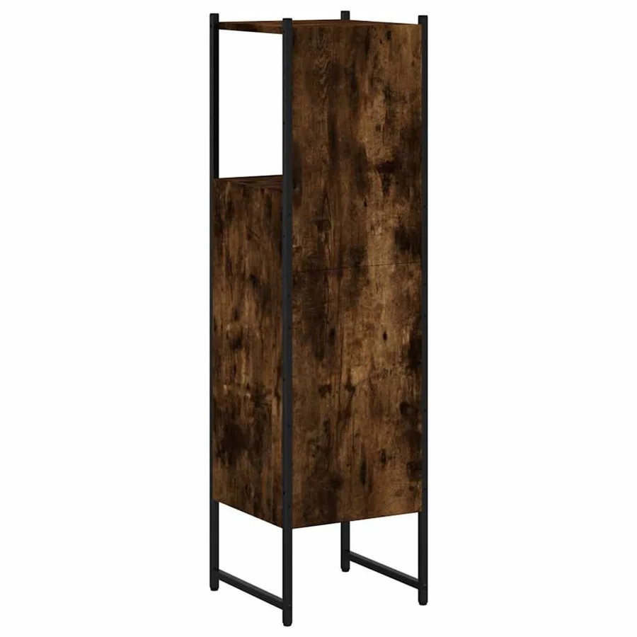 Armoire de salle de bain chêne fumé 33x33x120,5 cm - 8