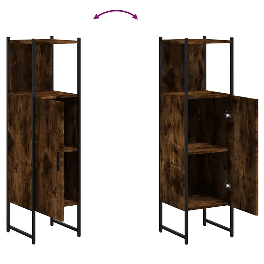 Armoire de salle de bain chêne fumé 33x33x120,5 cm - 9