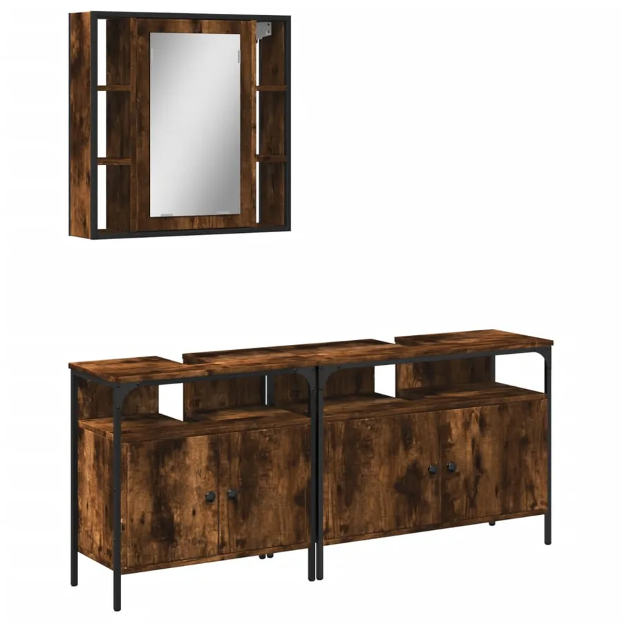 Ensemble d'armoires de salle de bain 3 pcs chêne fumé - 2