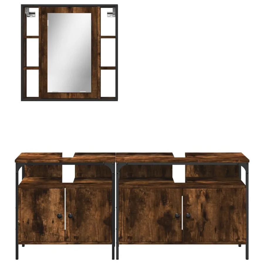 Ensemble d'armoires de salle de bain 3 pcs chêne fumé - 6
