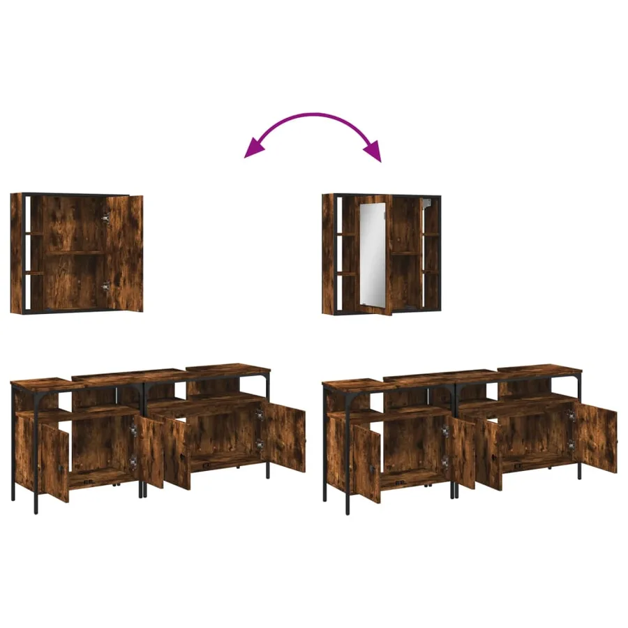 Ensemble d'armoires de salle de bain 3 pcs chêne fumé - 9