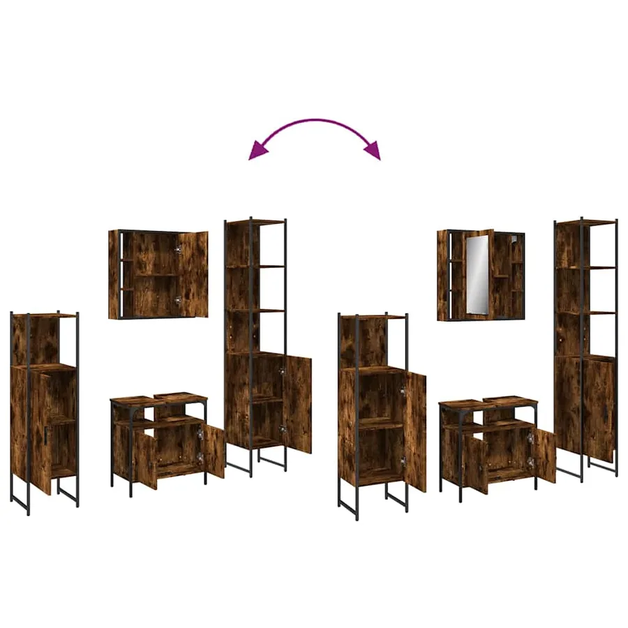 Ensemble d'armoires de salle de bain 4 pcs chêne fumé - 9