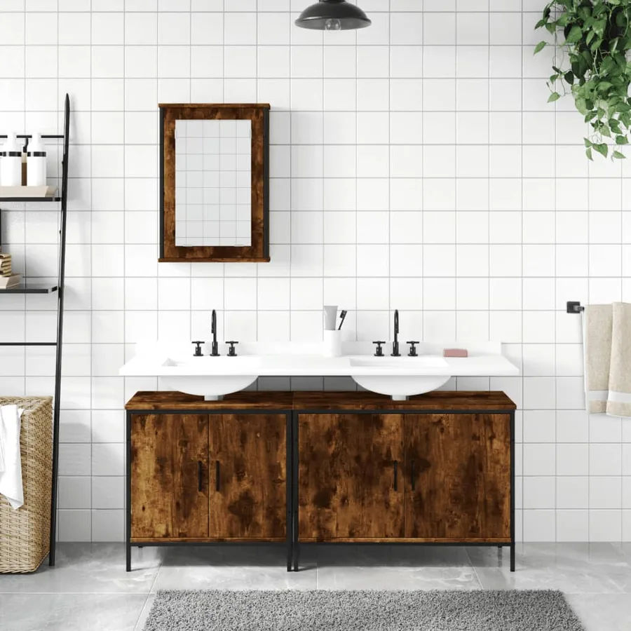 Ensemble de meubles de salle de bain 3 pcs Chêne fumé - 3