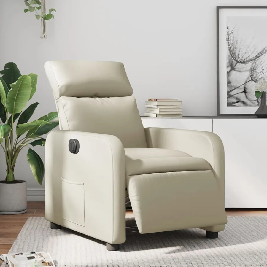 Fauteuil inclinable électrique Crème Similicuir