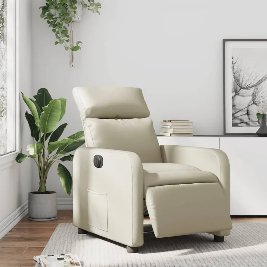 Fauteuil inclinable électrique Crème Similicuir - 16