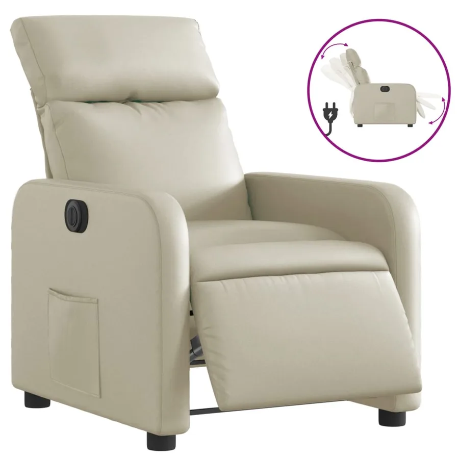 Fauteuil inclinable électrique Crème Similicuir - 2