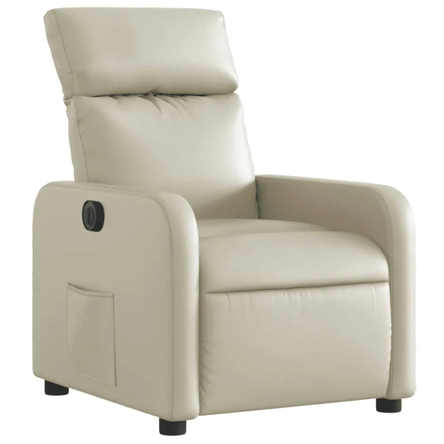 Fauteuil inclinable électrique Crème Similicuir - 4