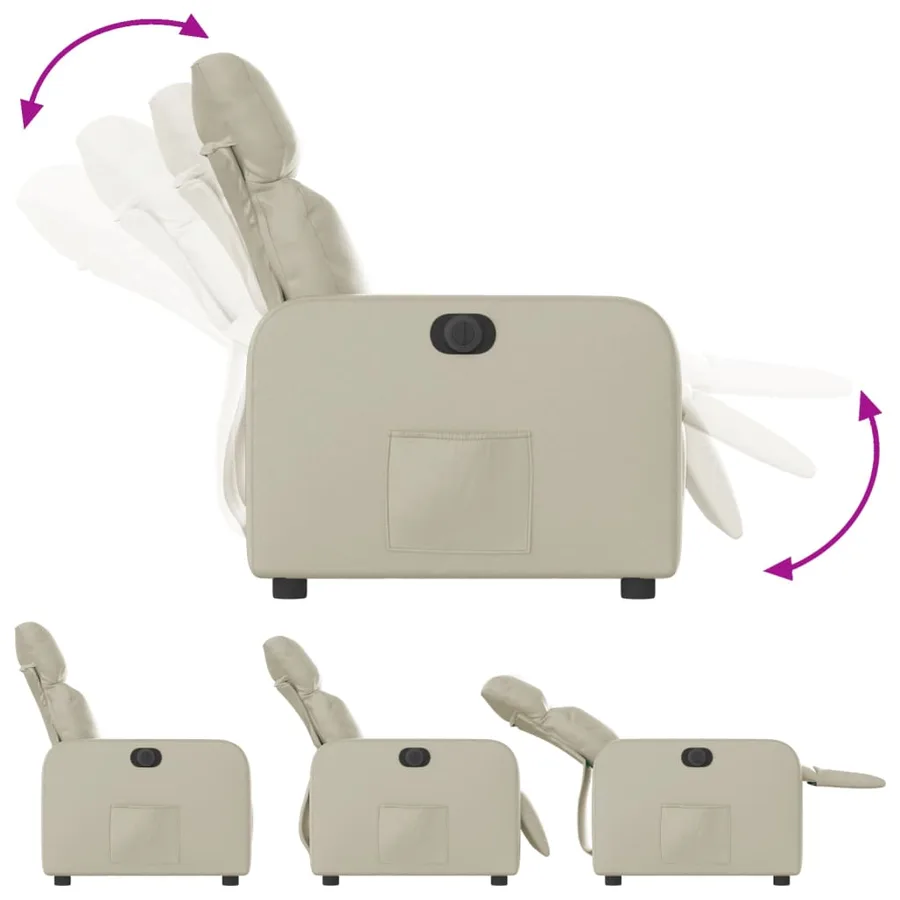 Fauteuil inclinable électrique Crème Similicuir - 7