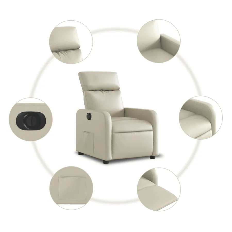 Fauteuil inclinable électrique Crème Similicuir - 8