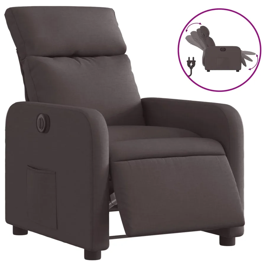 Fauteuil inclinable électrique Marron foncé Tissu - 2