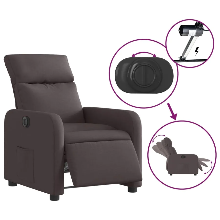 Fauteuil inclinable électrique Marron foncé Tissu - 6