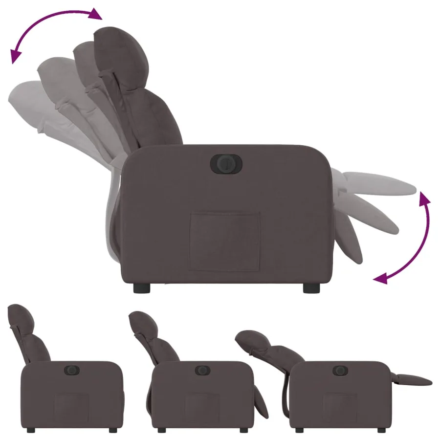 Fauteuil inclinable électrique Marron foncé Tissu - 7