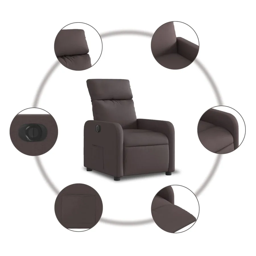 Fauteuil inclinable électrique Marron foncé Tissu - 8