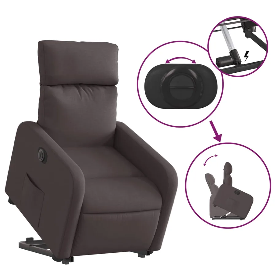 Fauteuil inclinable électrique marron foncé tissu - 11